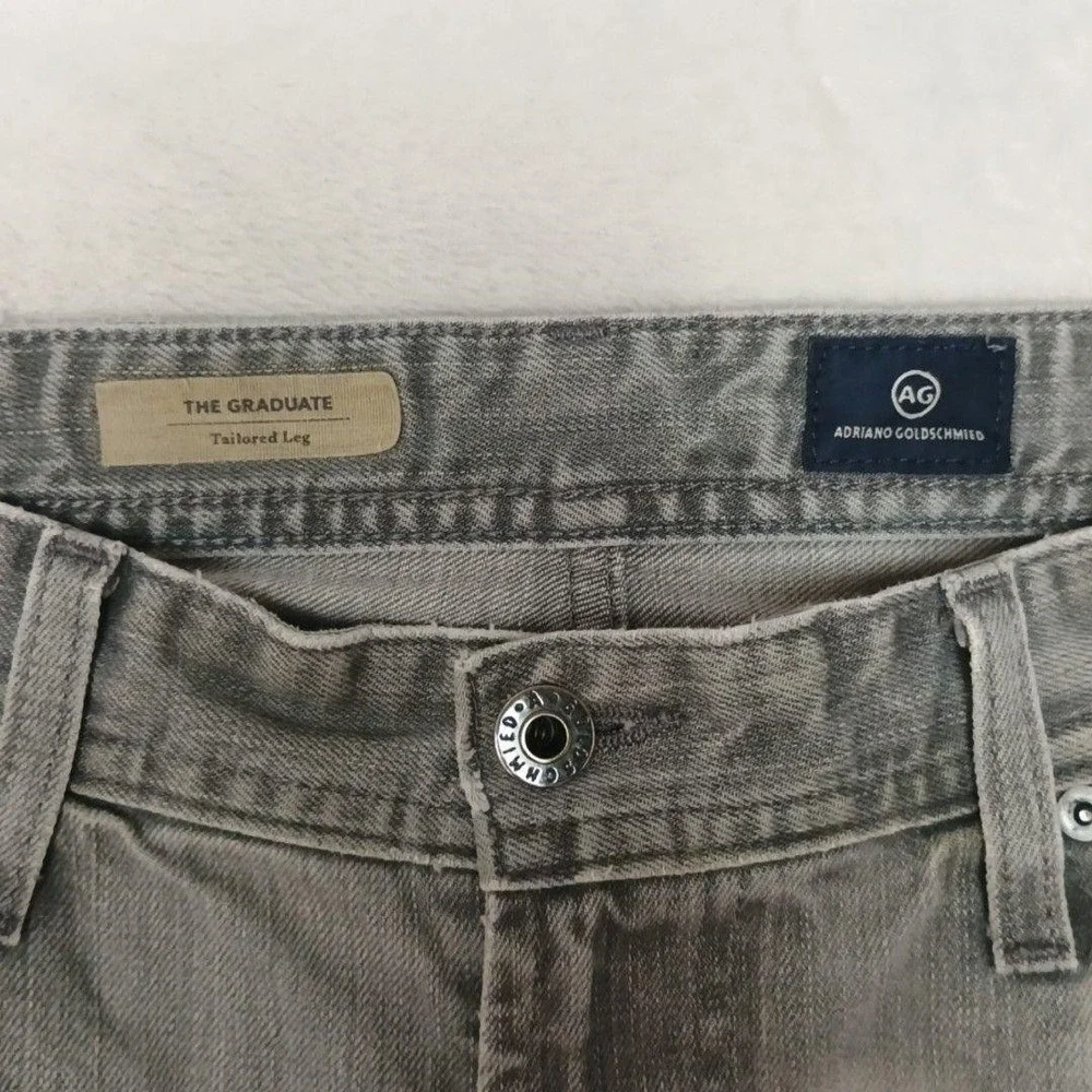 AG Adriano Goldschmied Jeans Mens 33x31 Gray The Graduate Slim Straight Wash USA